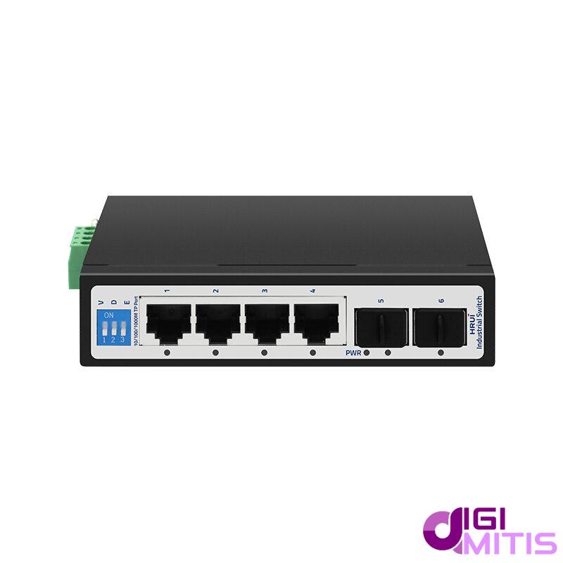 سوئیچ اترنت صنعتی گیگ 4 پورت HRUI مدل HR500-SWG1042S با 2 پورت SFP