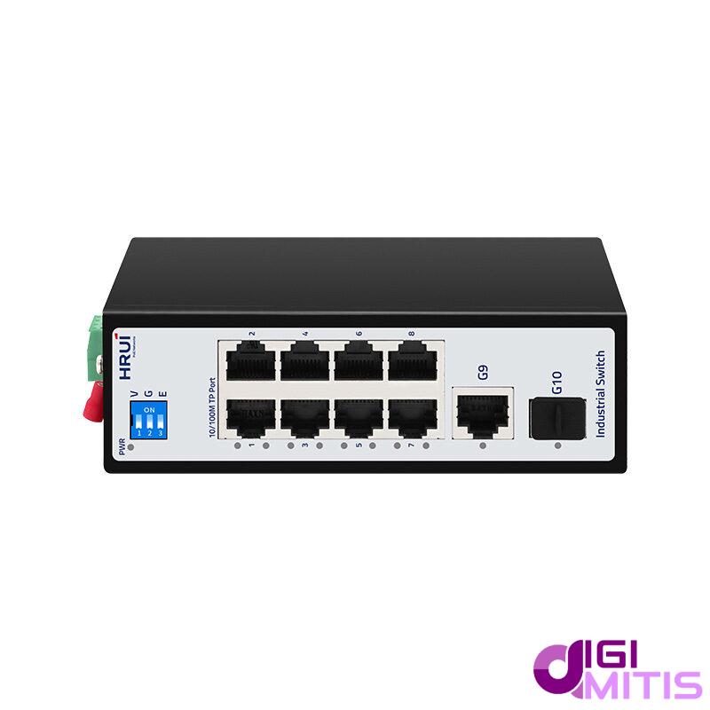 سوئیچ اترنت صنعتی اچ ار یو ای HRUI HR500-SW10811GS با 8 پورت شبکه و Uplink گیگ و SFP