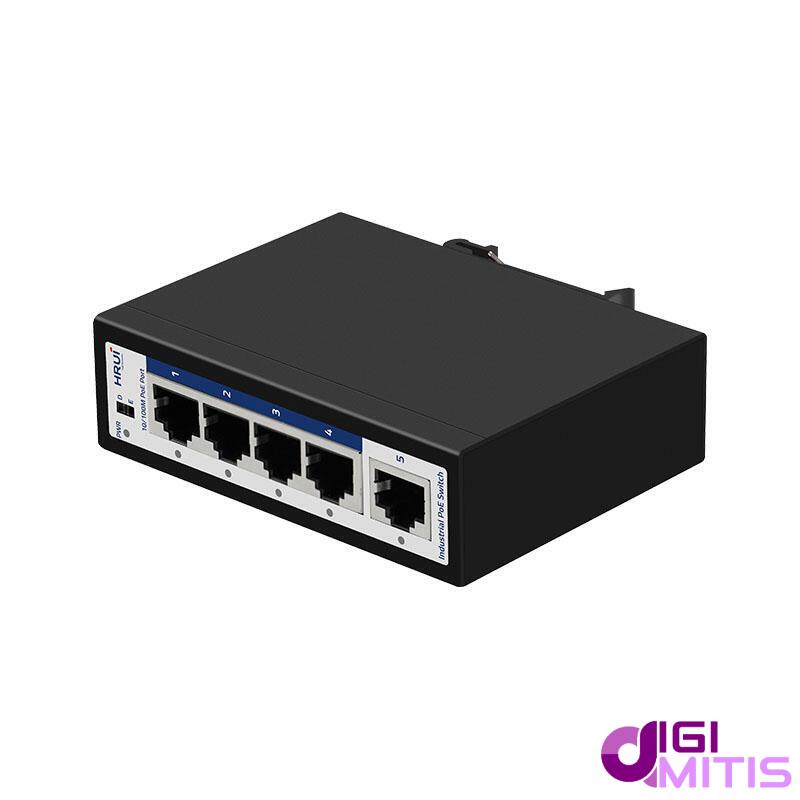سوئیچ PoE صنعتی اچ ار یو ای HRUI HR500-AF-41 با 4 پورت PoE و 1 پورت Uplink